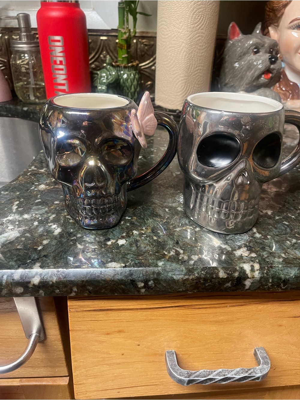 Silver Skull Ceramic Mug set